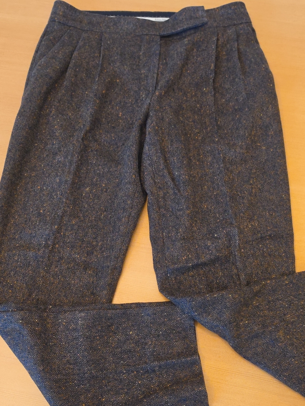 Max Mara Wool Silk Donegal Tweed Pleated Trousers Pants Italy 38 US 6